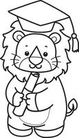 Outline of lion was graduation. Coloring pages of cute lion. vector