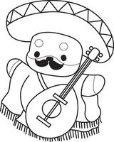 Outline of shiba inu like an old american costume. Coloring pages of cute shiba inu. vector