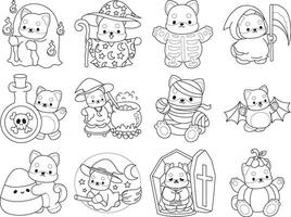 Outline of happy halloween by shiba inu. Coloring pages of cute shiba inu. vector