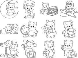 Outline of shiba inu in the variation of smart and education. Coloring pages of cute shiba inu. vector