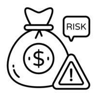 Creative linear design icon of financial risk vector