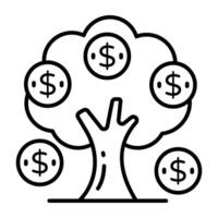 A modern linear design icon of dollar tree vector