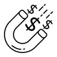 A linear design icon of attract dollar vector
