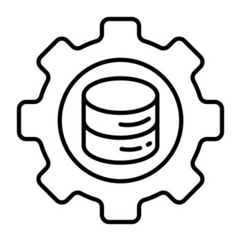 db estante con engranaje, lineal icono de datos ajuste vector
