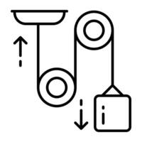 A linear icon of pulley vector