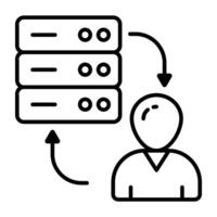 An icon linear design of server manager vector
