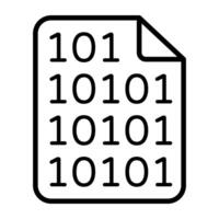 Editable linear design icon of binary file vector