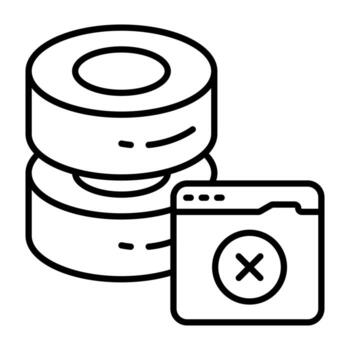 un único lineal diseño icono de No base de datos vector