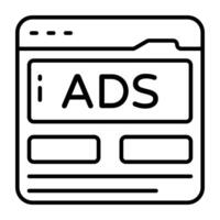 Premium line icon of web ad vector