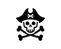 Bold Jolly roger icon pirate skull and crossbones silhouette vector