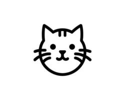 Minimalist feline portrait graphic of a cute cat face vector