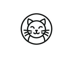 Whimsical cat face icon in minimalist line art style vector