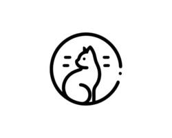 Minimalist cat logo design modern illustration in circular frame vector