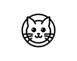 Cute cat face icon with circular frame vector