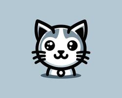 Adorable kitten cartoon with wide eyes and sleek design vector