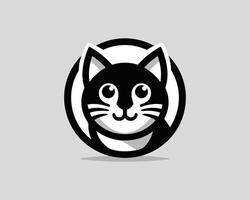 Whimsical black cat logo design with clean lines vector