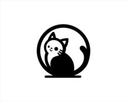 Whimsical feline emblem minimalist graphic for playful designs vector