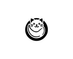 Playful kawaii cat in circular frame illustration vector