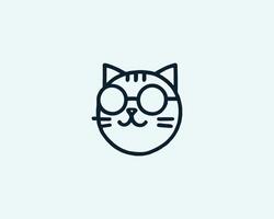 Chic feline modern minimalist cat icon with glasses vector