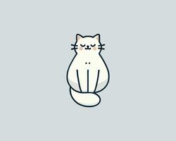 Minimalist white cat cartoon character illustration vector