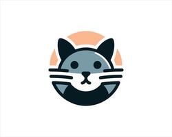 Playful feline logo minimalist cat illustration with geometric shapes vector