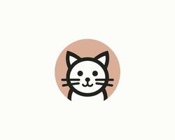 Minimalist cat icon pet portrait on soft pink backdrop vector