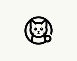 Minimalist feline no entry sign illustration vector