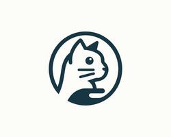 Minimalist cat silhouette logo design in circle vector