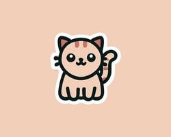Kawaii kitten illustration cute cat character with outlined design vector