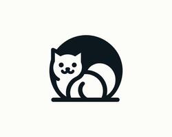 Minimalist cat art simple line icon logo design vector