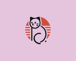 Minimalist cat graphic modern art with geometric feline design vector