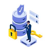 Security concept with a professional and database vector
