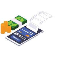 A credit card transaction successfully processed on a mobile device. vector