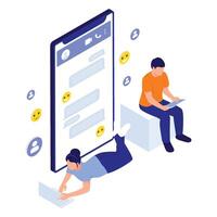Users chatting via instant messaging on a digital platform. vector