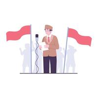A man delivering a national speech during Indonesia Independence Day event. vector