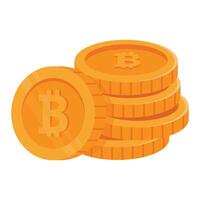 A stack of golden Bitcoin coins representing digital currency and crypto wealth vector