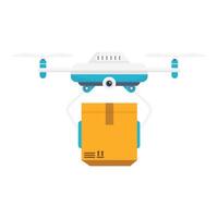 A modern drone carrying a package for autonomous delivery, showing smart logistics. vector