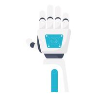 A futuristic robotic hand with a visible microchip, representing advanced robotics and automation. vector