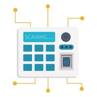 A digital scanning device with fingerprint and circuit elements for access control and security. vector