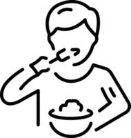 A linear style icon depicting tasting food vector
