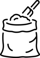 A outline style icon showing flour bag vector