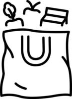 A linear style icon depicting grocery bag vector