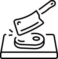 A outline style icon showing cutting meat vector