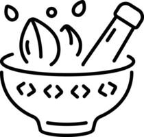 A linear style icon depicting mortar pestle vector