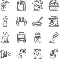 Pack of Kitchen Utensils Sketchy Style Icons vector