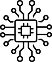 A line style icon showing ai chip vector