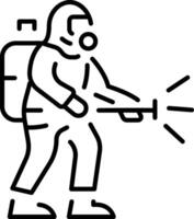 A linear style icon representing protective suit vector