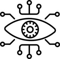 A line style icon showing robotic eye vector