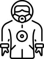 A linear style icon representing hazard suit vector