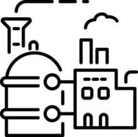 A linear style icon representing factory boiler vector